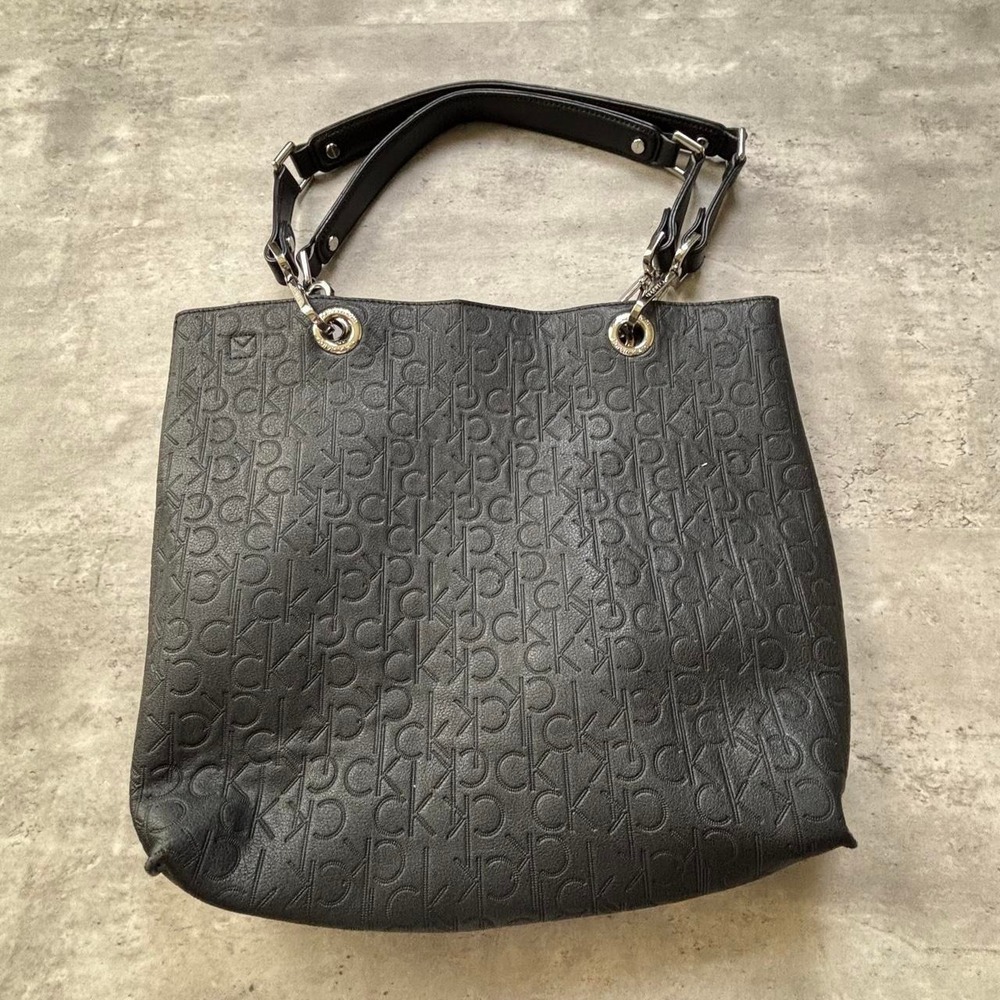 Calvin Klein Tote Bag Women OS Black Excellent Reversible Logo Y2K Monogram